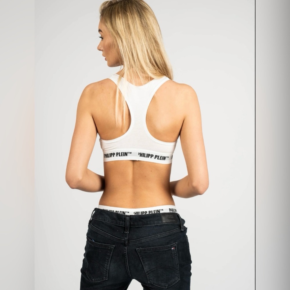 NIB 2 PACK!! Philipp Plein White Racerback Sports Bras